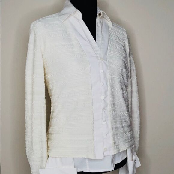Maurice Sassoon Beige Long-Sleeve Cardigan Jacket Top - Picture 7 of 13